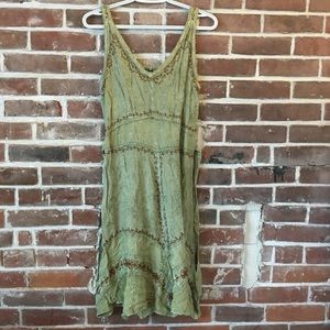 Sage green cotton boho hippie dress